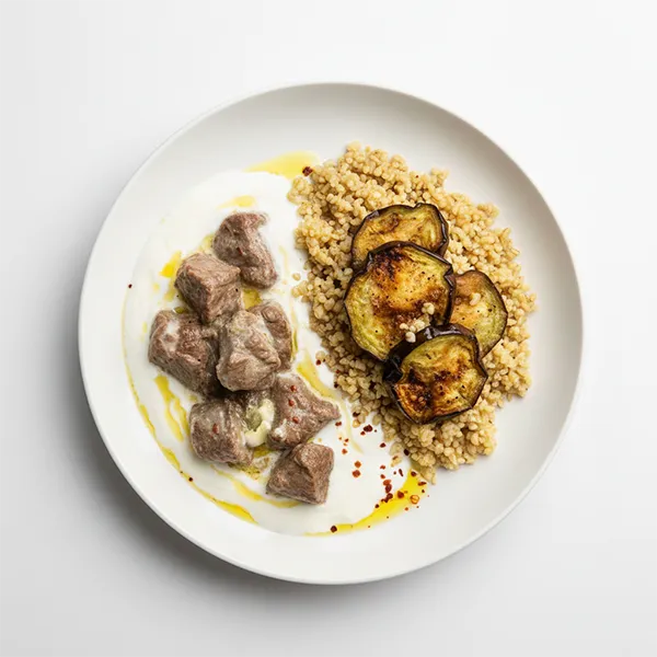Beef Shakriya With Bulgur And Charred Eggplant